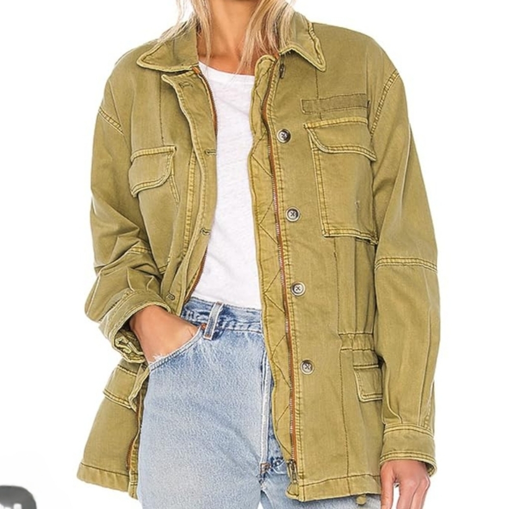 FREE PEOPLE Custom Seize The Day Army Jacket S/M Custom Artwork